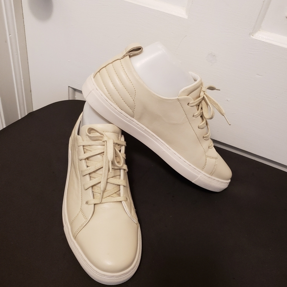 EUC Seychelles Off White Leather Laceup Casual Sneaker Shoes Size 9 - Picture 2 of 10
